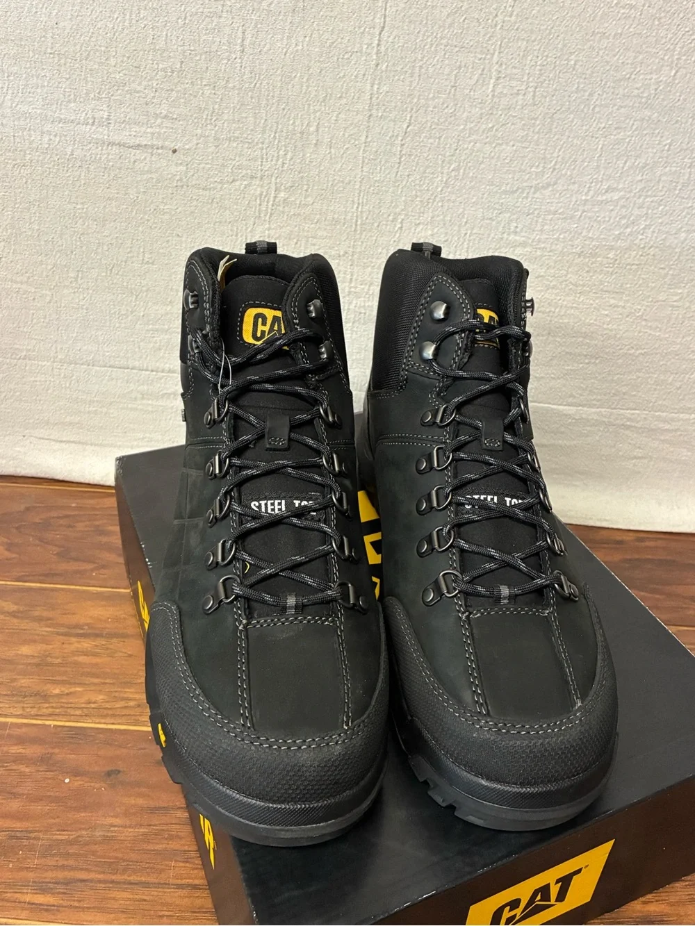 Caterpillar Black Men's Rugged Lace-Up Work Boots Size 12